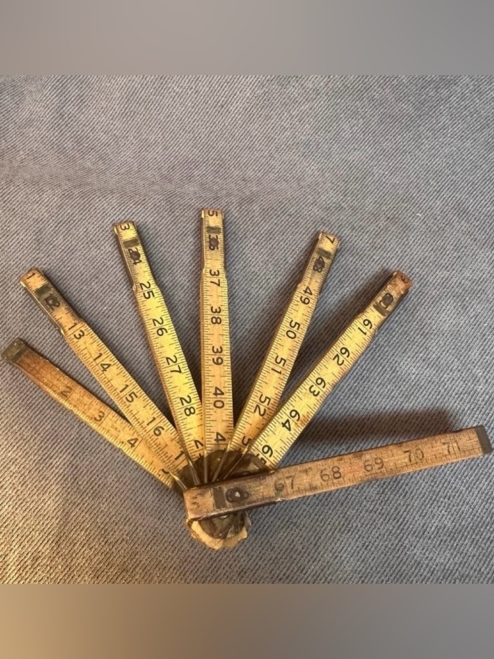 Wood folding measuring stick antique vintage 72”